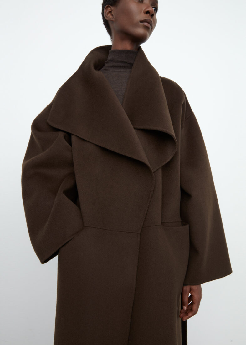 Signature wool cashmere coat chocolate brown Totême