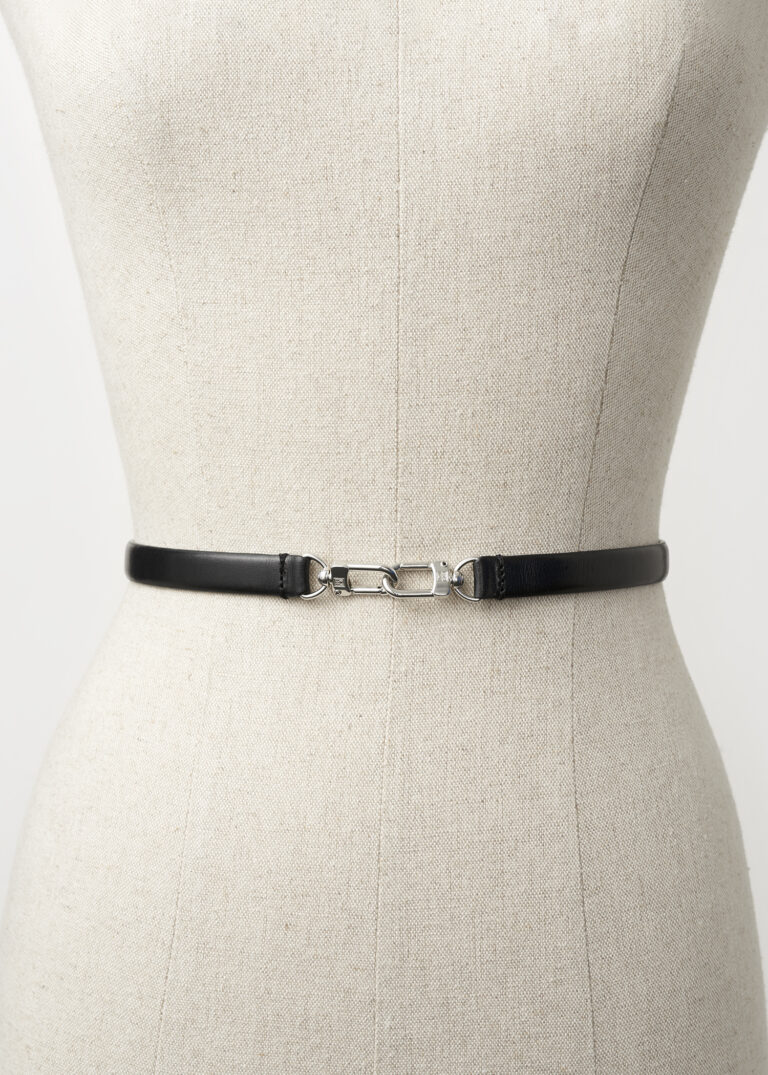 Double clasp leather belt black Totême