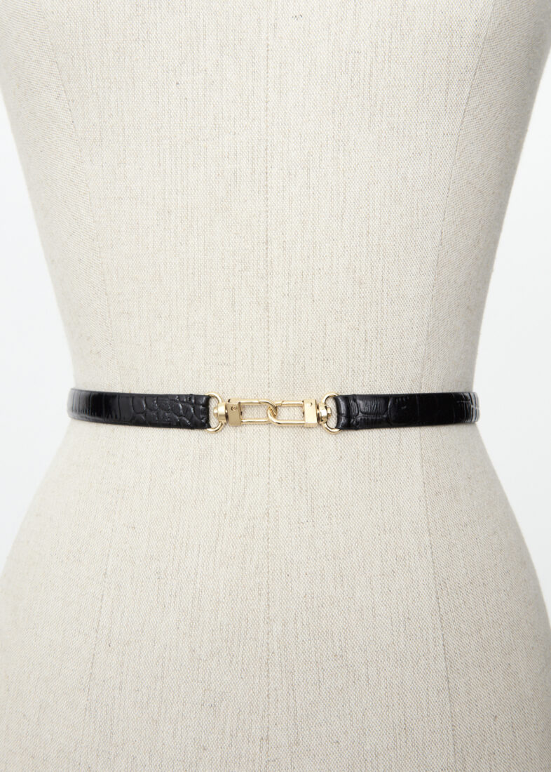 Double clasp leather belt croco Totême