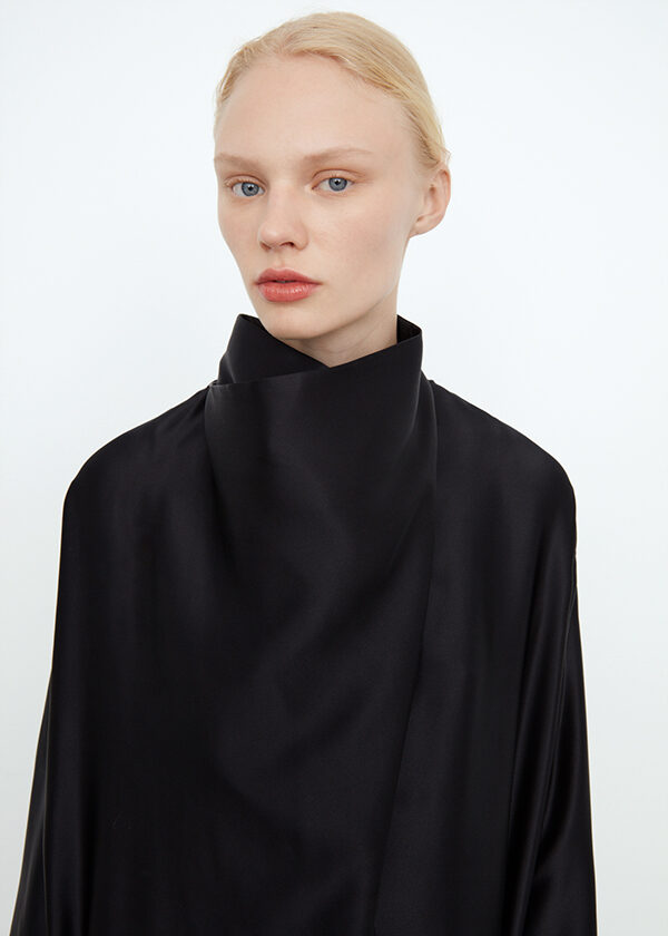 Draped silk dress black Totême